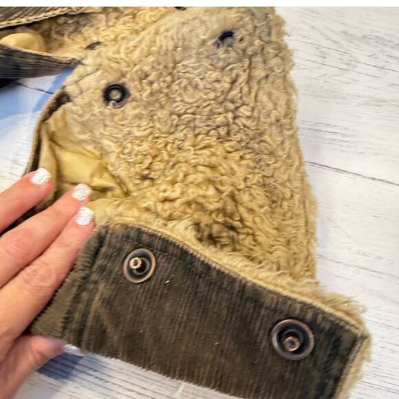 VTG American Eagle y2k small green corduroy penny lane faux fur jacket grunge - Picture 11 of 11